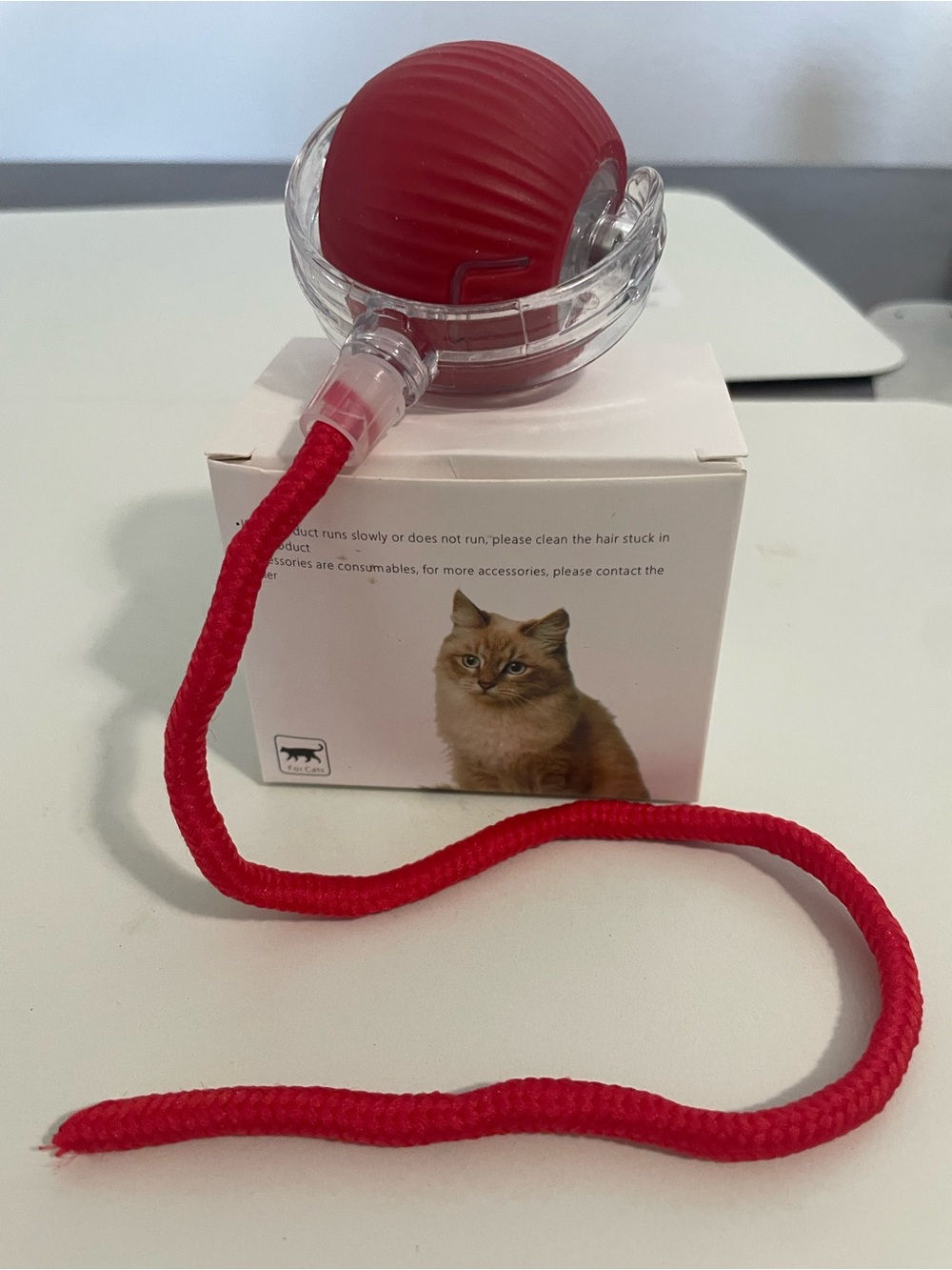 Red Interactive Cat Ball with Rope Toy